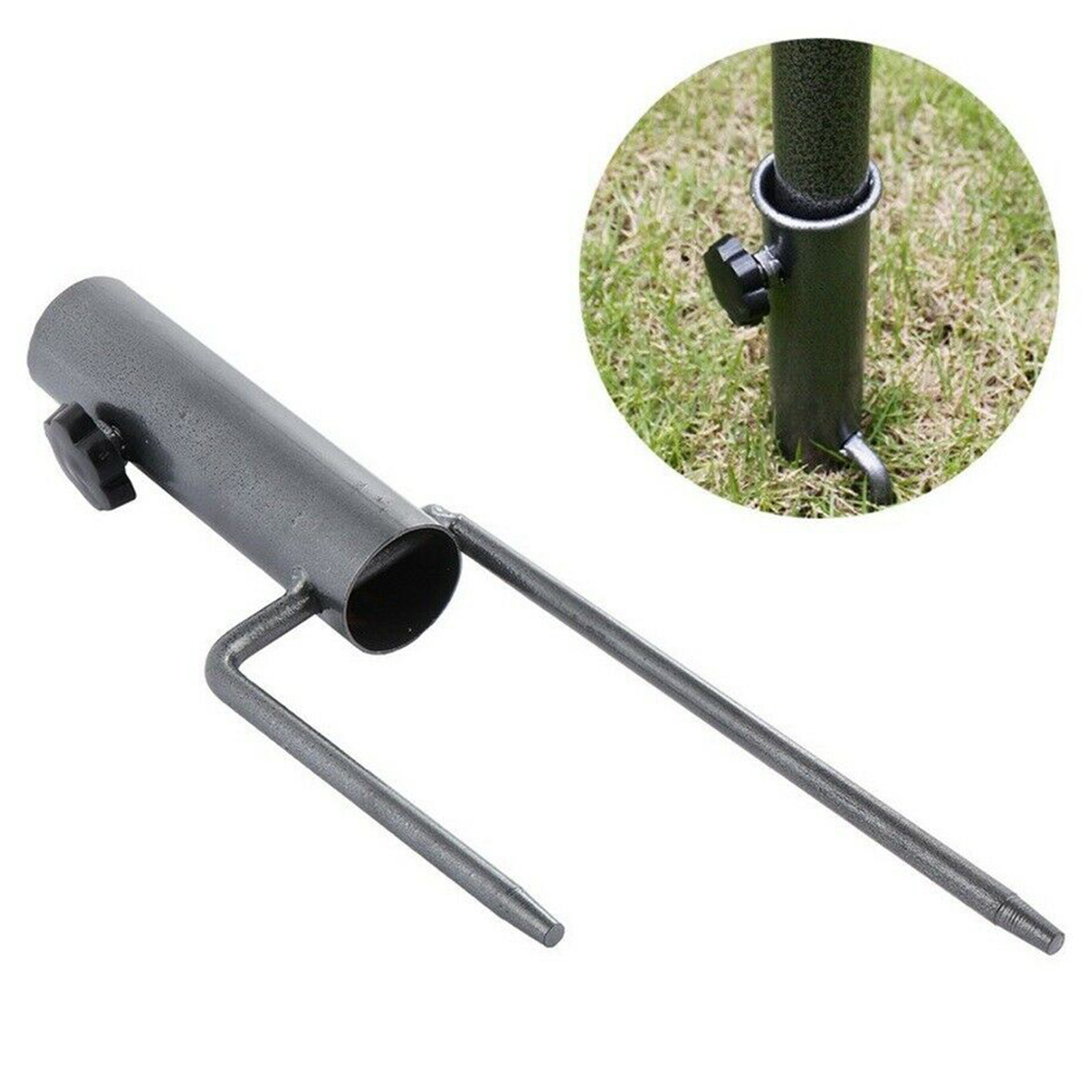 Patio Fishing Umbrella Base Stand Ground Spike Metal Heavy Duty Anchor