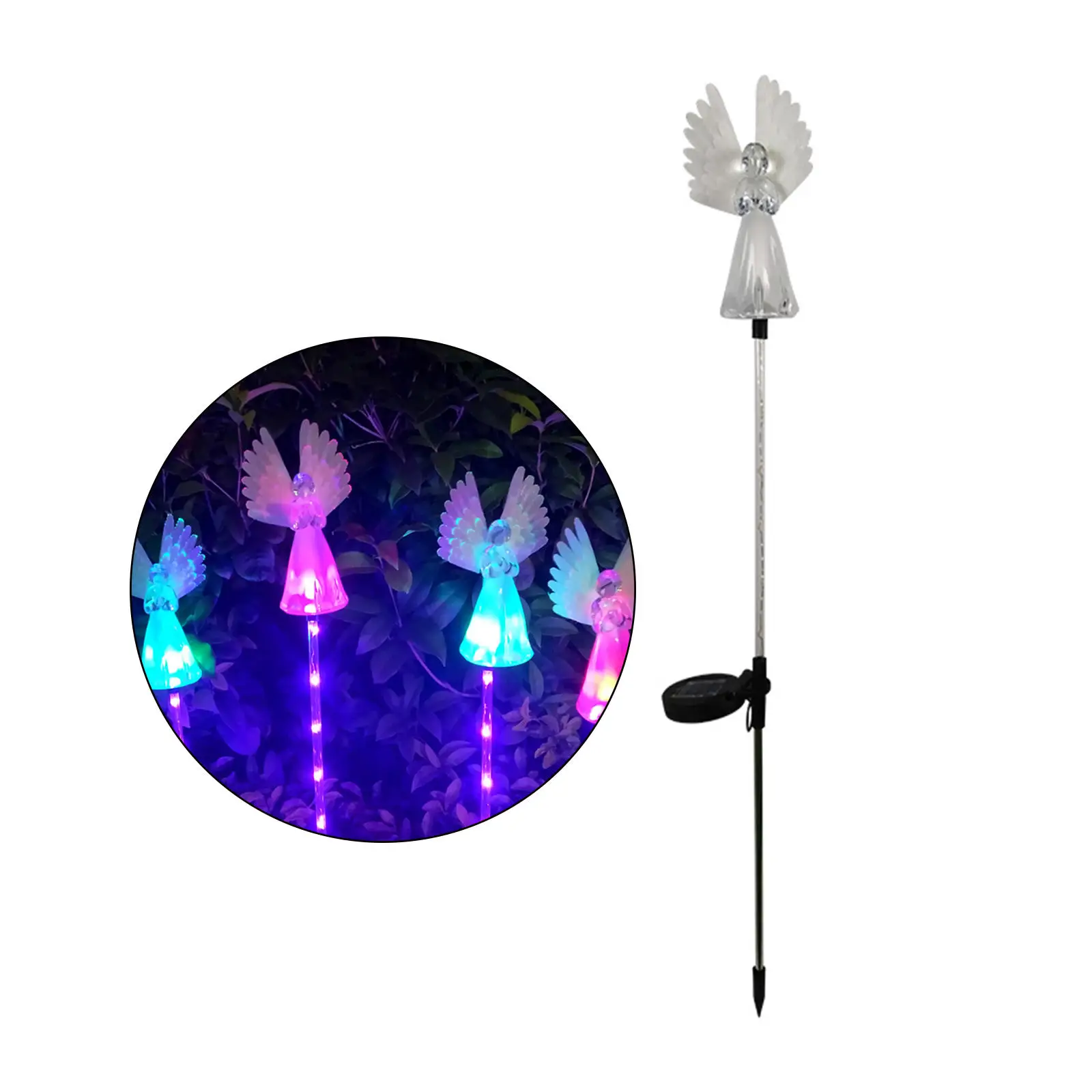 Metal Solar Angel Lights Waterproof Pathway Lights with Ground Stake for Street Outdoor Garden Decoration Toys