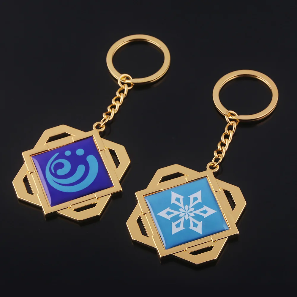 Genshin Impact Eye of God 7 Elements Logo Emblem Double Sided Keychain Key Chain