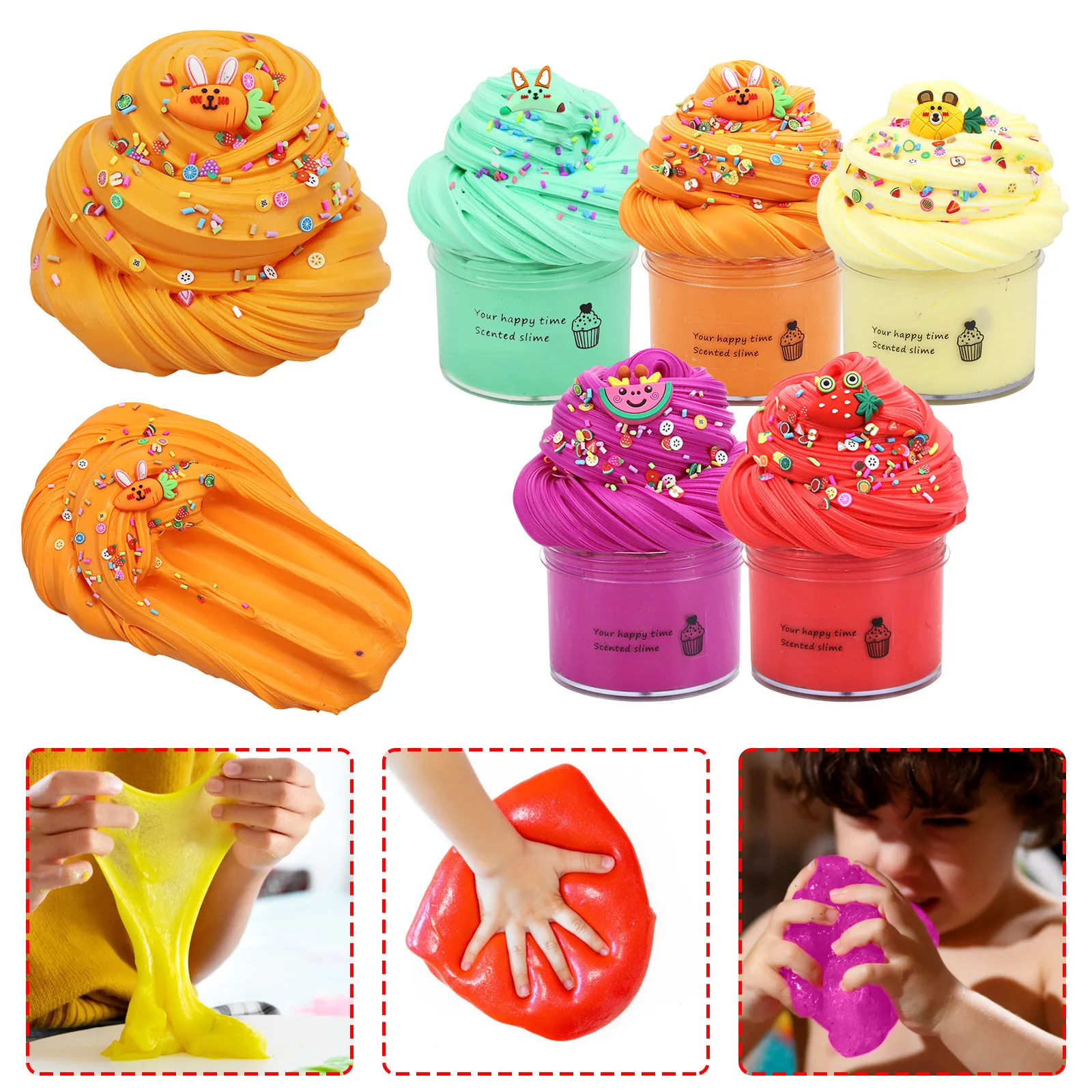 1 Piece Fruit Slime Fluffy Slime Multicolor Non-Sticky Slime Toy Stress Relief Toy 70ml for Birthday Gift Children/'s Day Gift