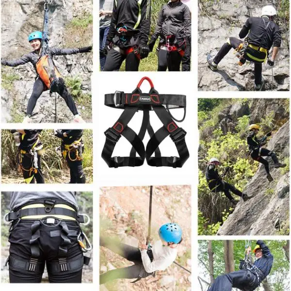 2xClimbing Harness Safety Belt Tree Climbing Rappelling Equip Black