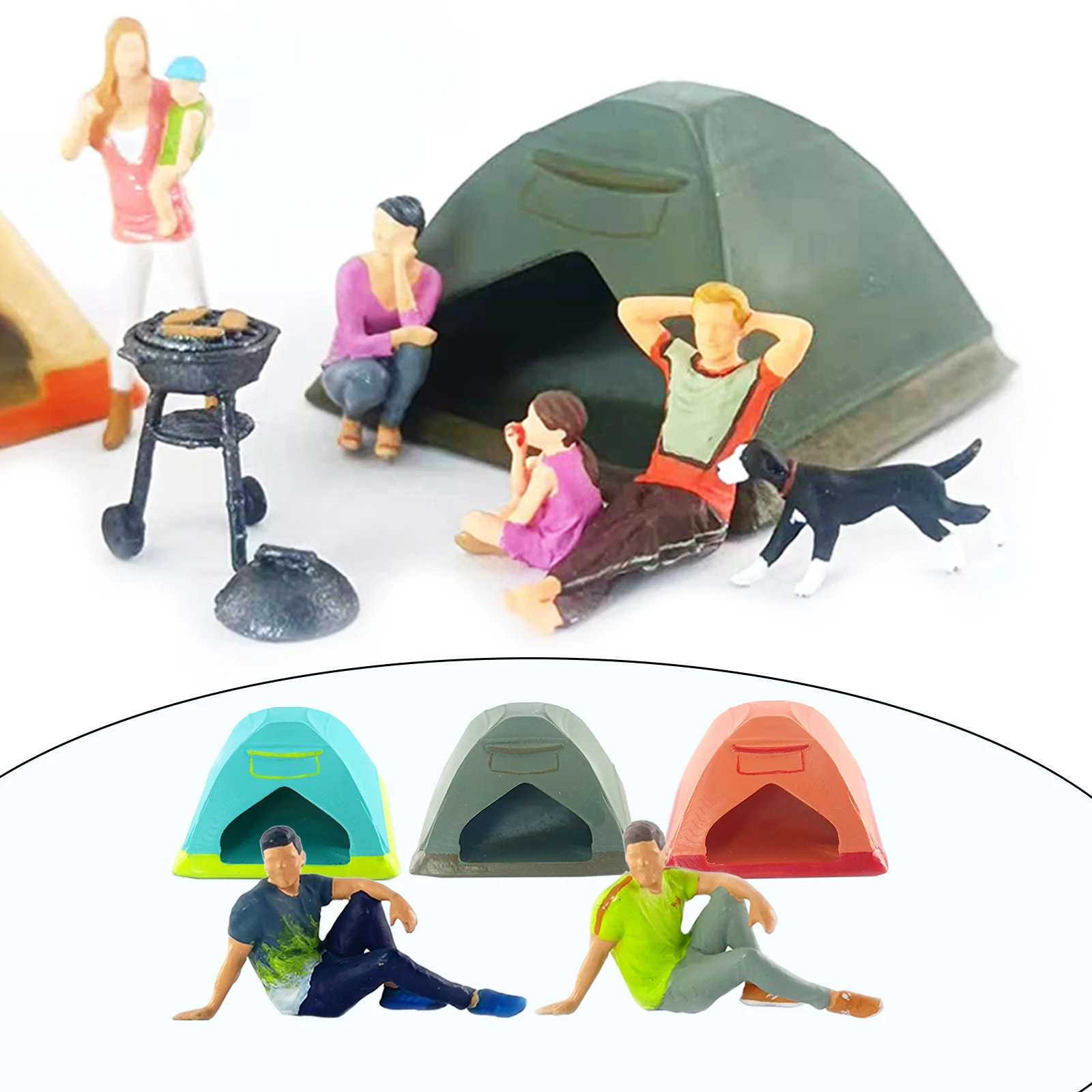 1/64 Scale Hand Painted Miniature Model Scenario Figures Camping Scenes Sitting Pose Train People Character Toys Diorama