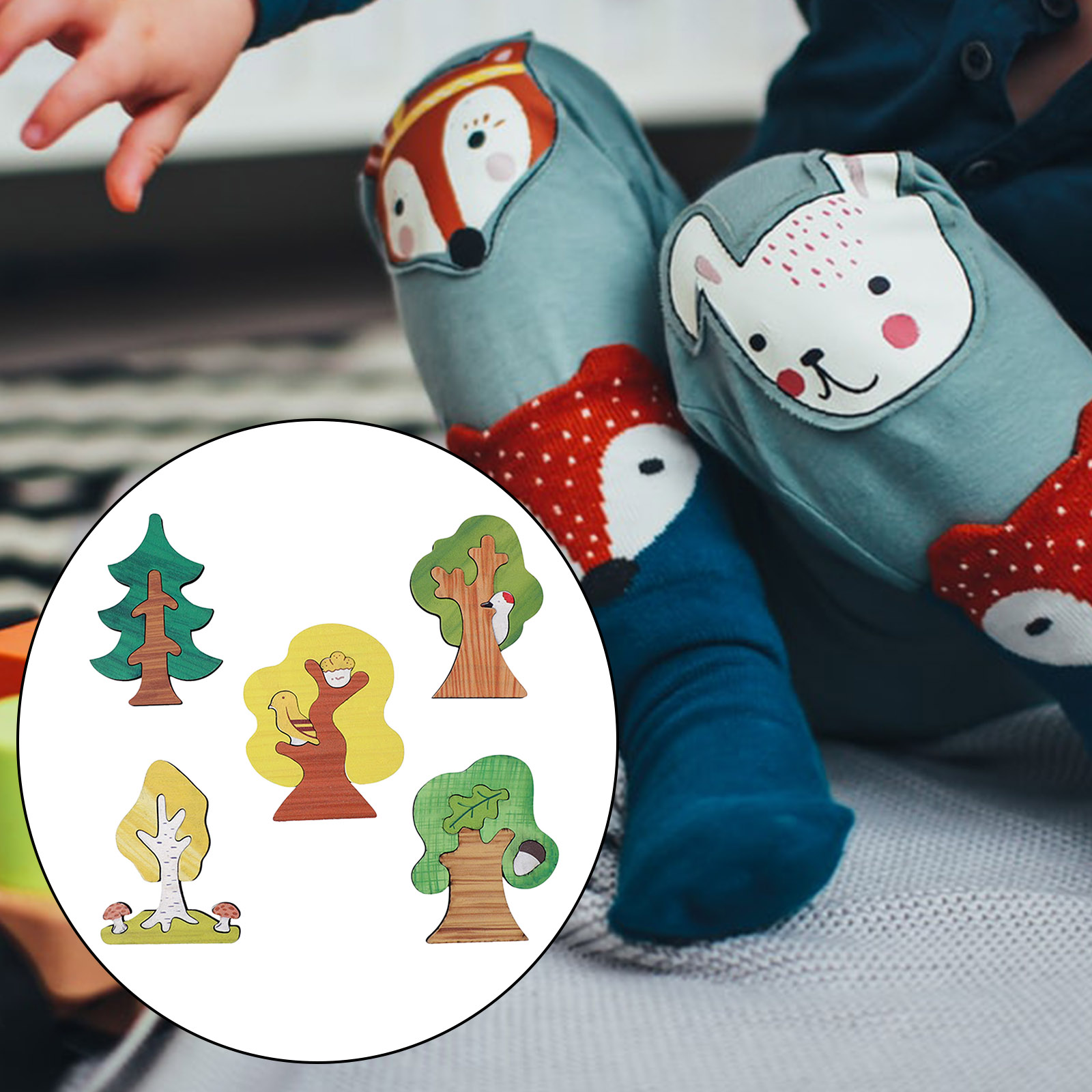 Colorful Wooden Pieces Puzzle Shapes Kids Pattern Blocks Jigsaw Puzzle Girls Boys Development Preschool Building Educational Toy