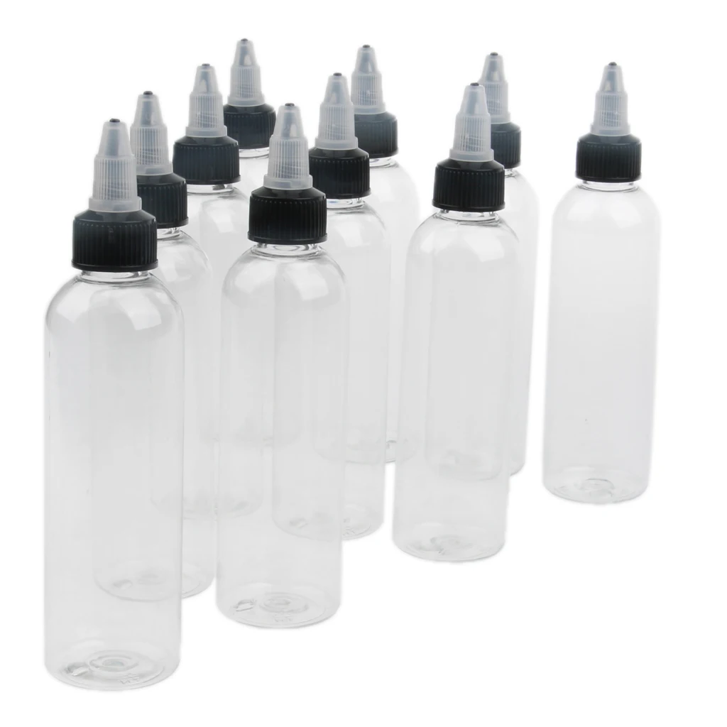 10 Pcs Empty  Squeeze Bottles With Twist Cap For Ink Liquid Painting Glue, Painting, Leak Proof 120ml