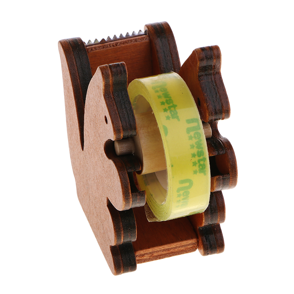 Wooden Squirrel Tape Dispenser Office Tool Home Masking Tape Cutter -Adhesive Tape Roll Holder (Removable)