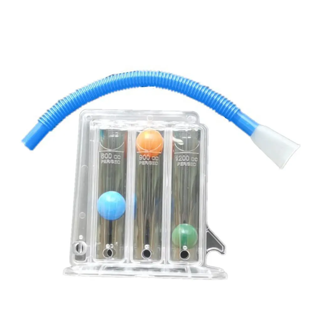 Deep Breathing Lung Exerciser 3-Chamber Volumetric with Handle Breathing Trainer for Fitness Breathing Pranayama