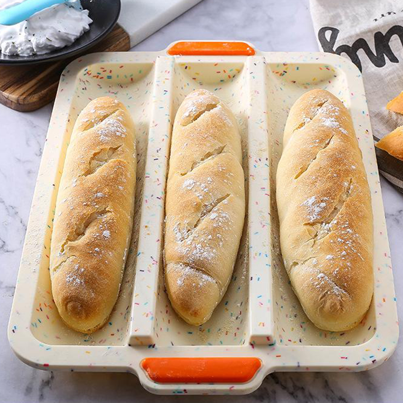 Silicone Lasagna Trio Pan Lasagna Pan Baguette Form French Bread Hot Dog Mold Non Slip Cookware for Roasting Lasagna