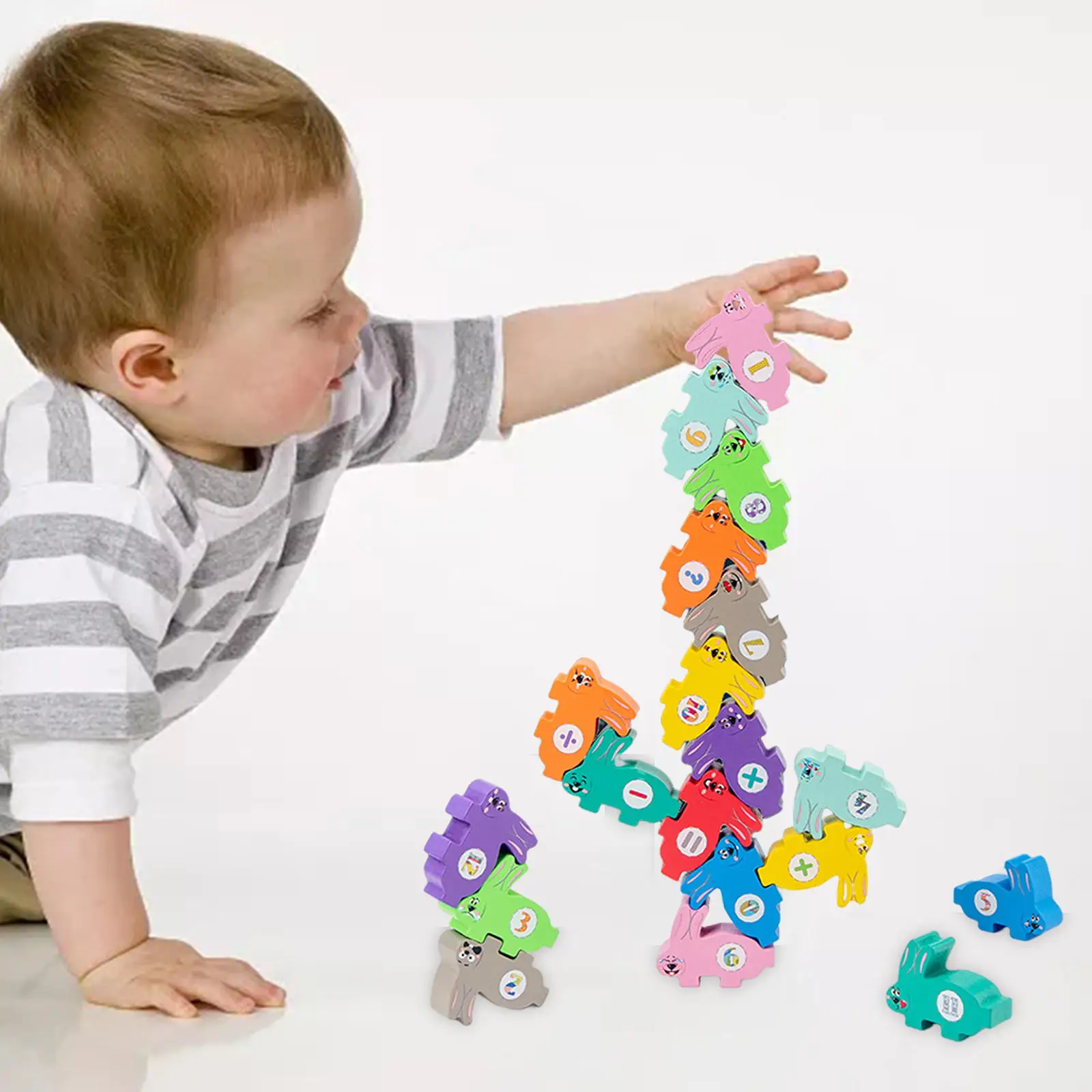 Classic Rabbit Stacking Blocks Preschool Game Stacking Building Blocks Toys for Children