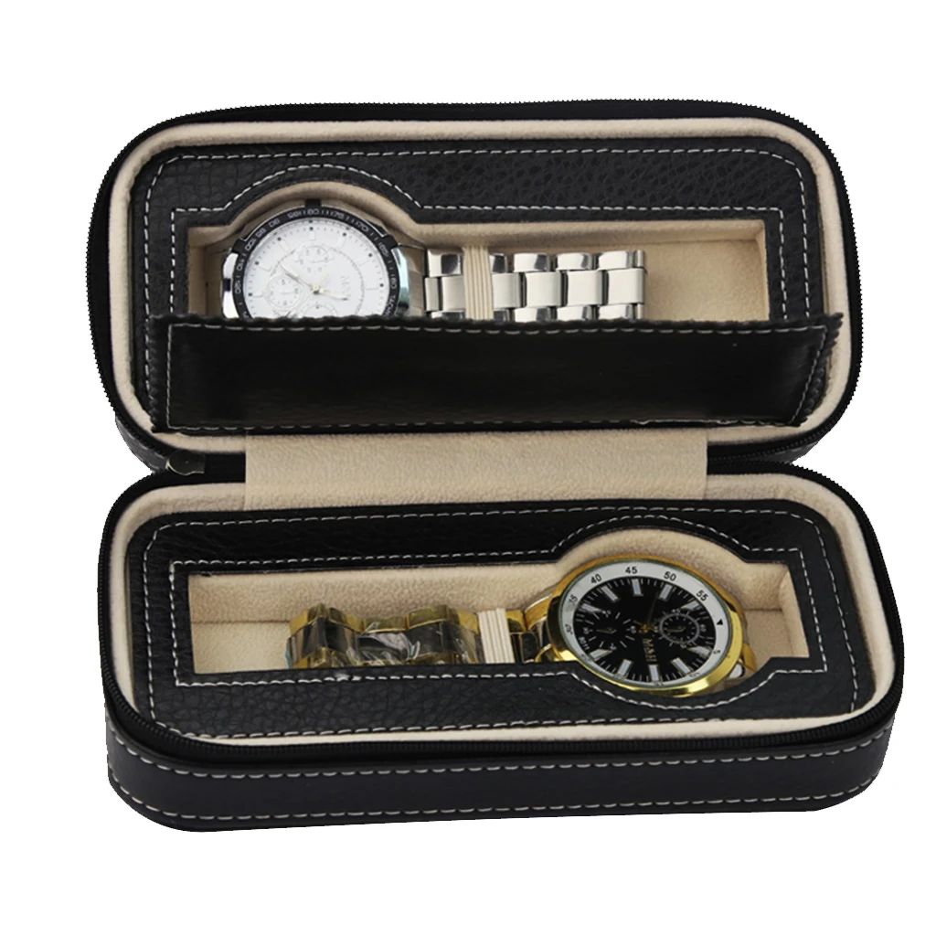 Travel Watch Case for Men Women Portable Zippered Watch Display Box Organizer