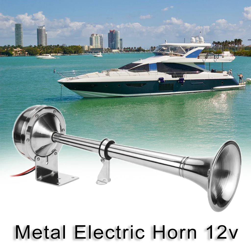 Universal 16inch 125DB 12V Super Loud Car Air Horn Single Trumpet for Trucks Cars Automobiles Boats