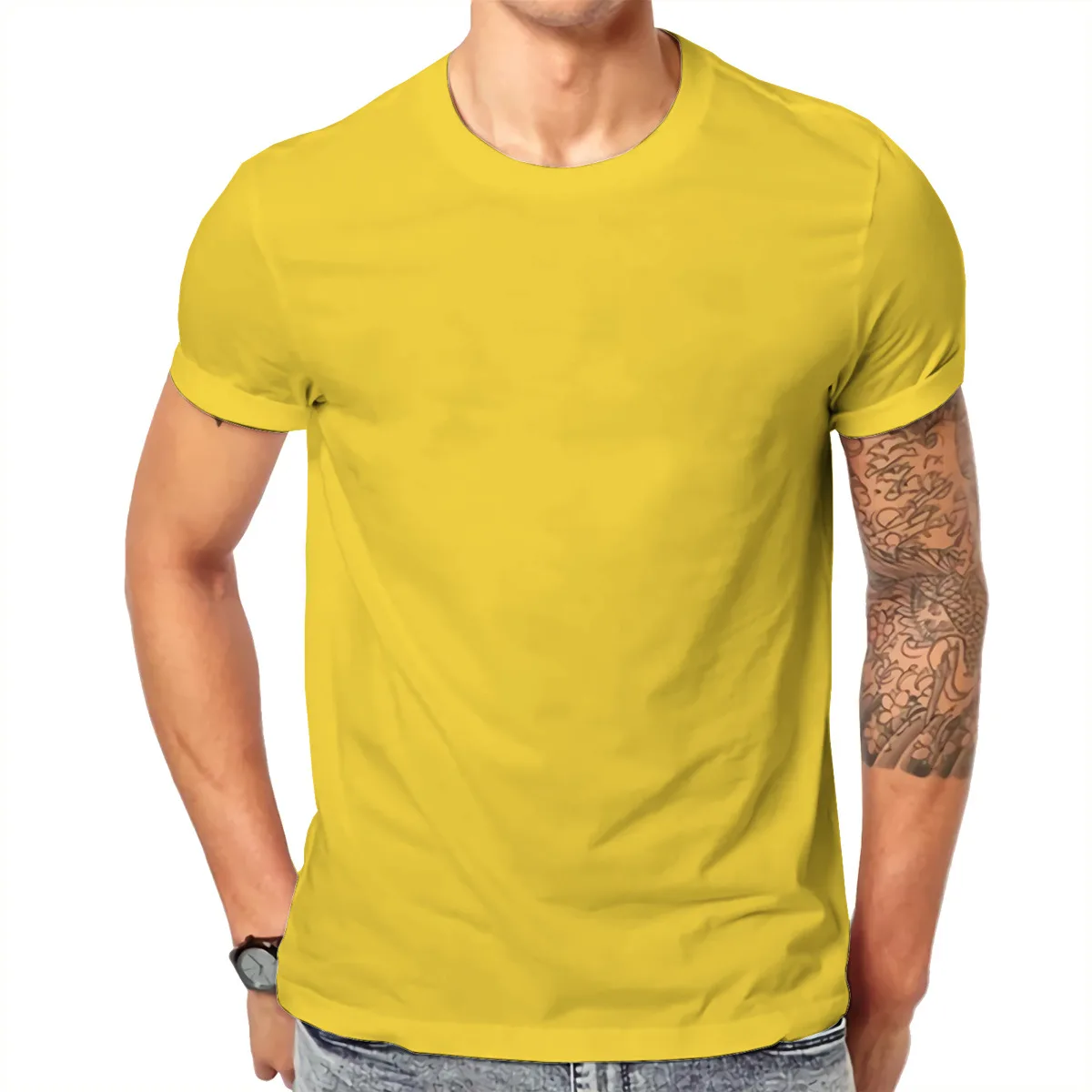 Mens T Shirts Pure Color Solid Creative TShirt For Men Homme Round Neck ...