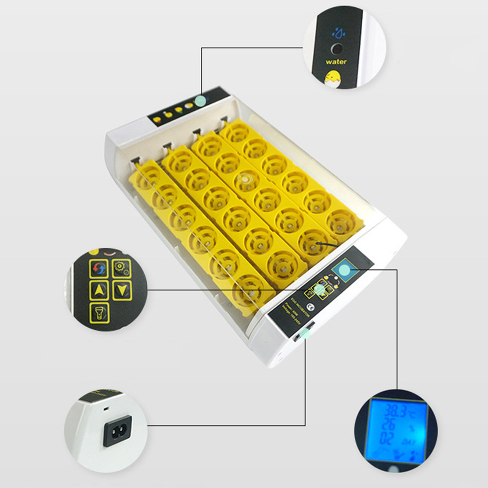 Auto Egg Incubator 24-Egg Automatic Goose Eggs Hatcher Hatching Machine