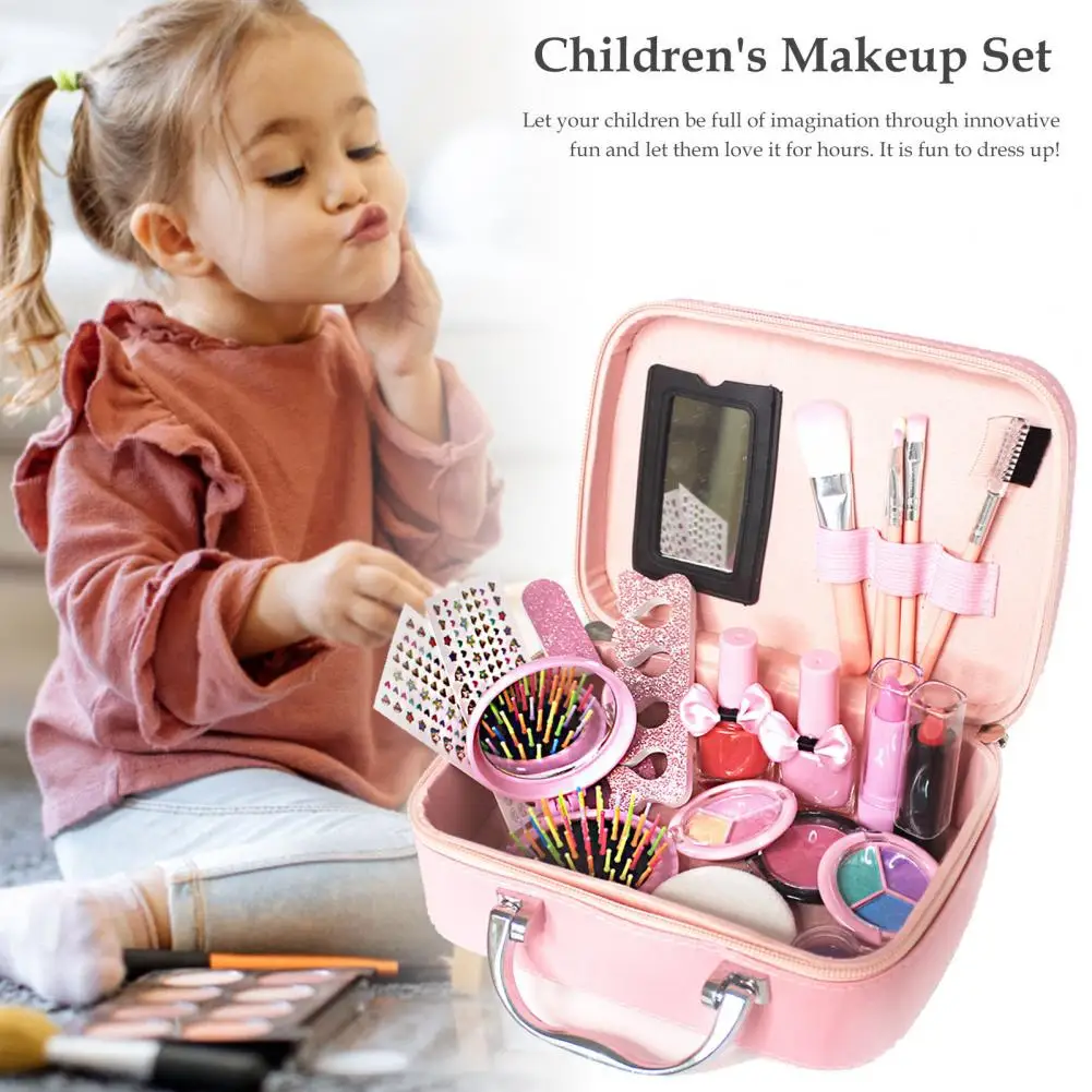 Girls Makeup Kit Pretend Play Birthday Gift Toddler Toys Kids Playset Dress Up 
