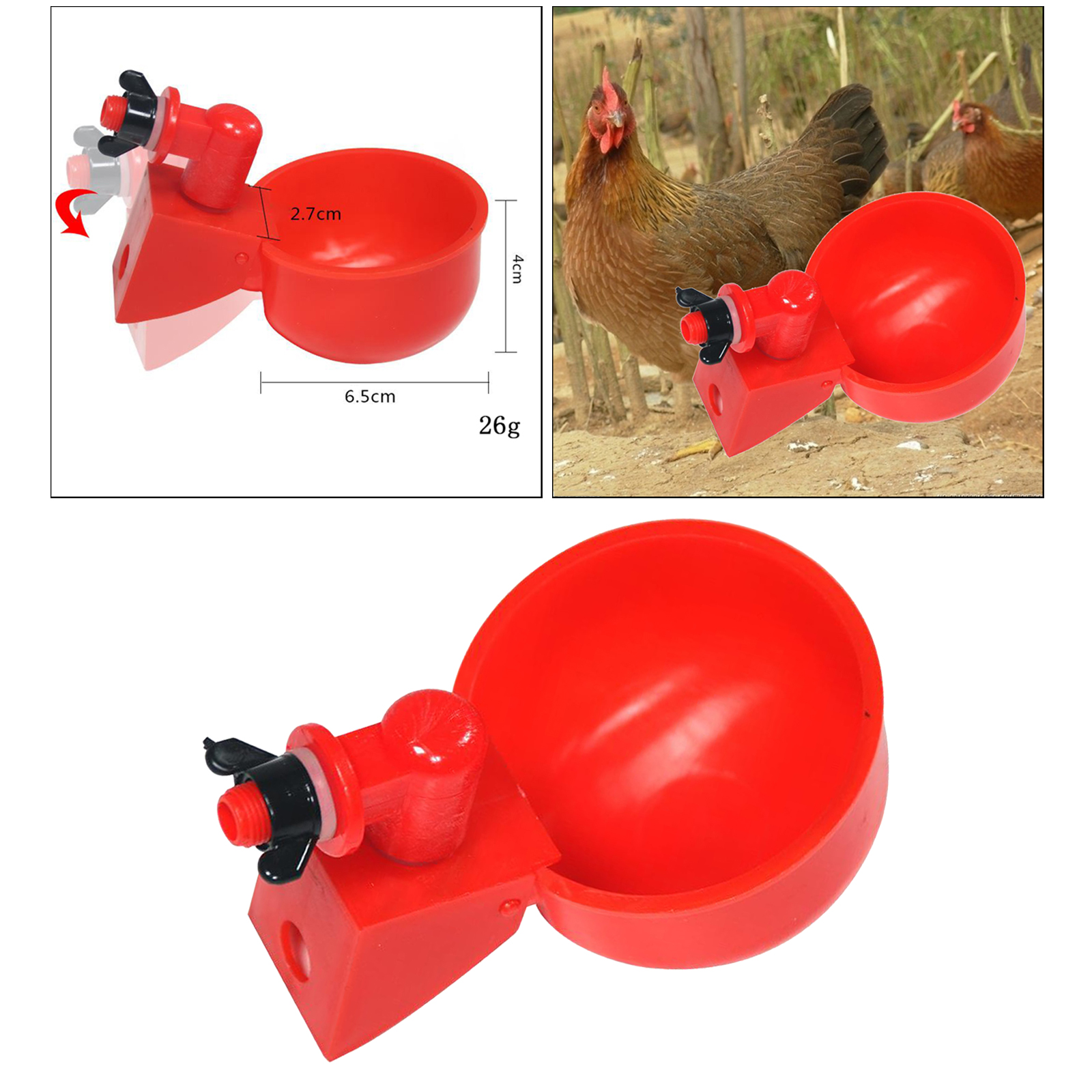 Poultry Watering Cups Bowl Plastic Waterer Duck Feeder Supplies Easy Install