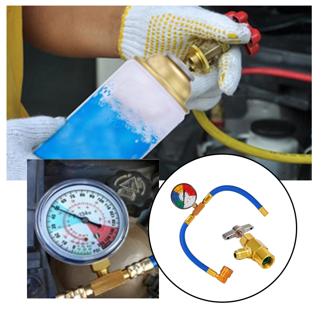 R134A Refill Hose Kit Auto Air Conditioner Refill hose with pressure gauge