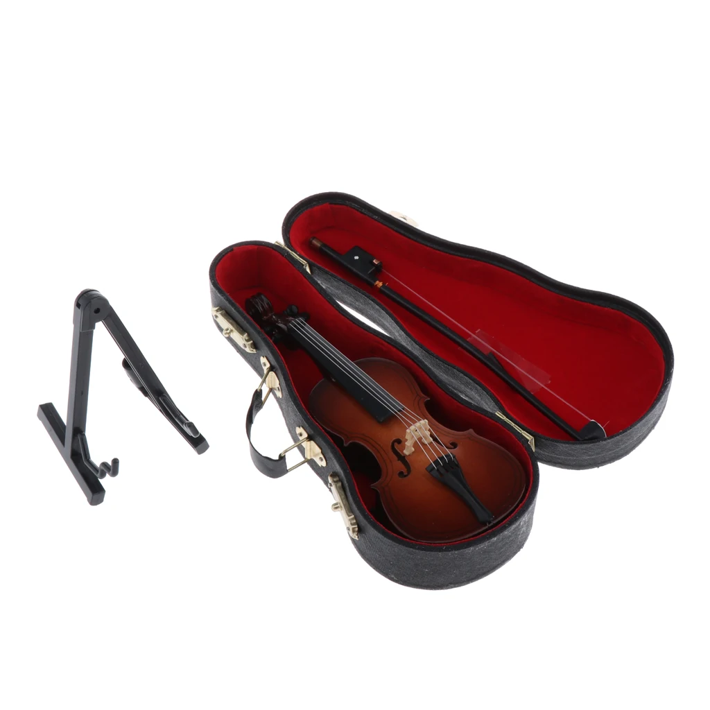 Miniature Cello Musical Instrument W/ Stand for 1:12 Dolls House Decor