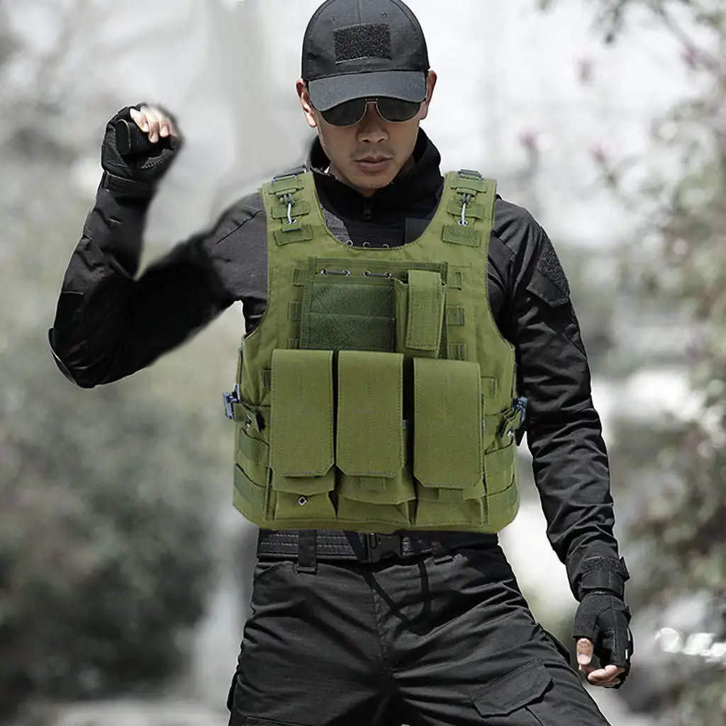 Tactical Molle Vest Military Paintball Vest Camping Fishing Hiking Adjustable Vest for Outdoor Hunting Gaming Protective Gear