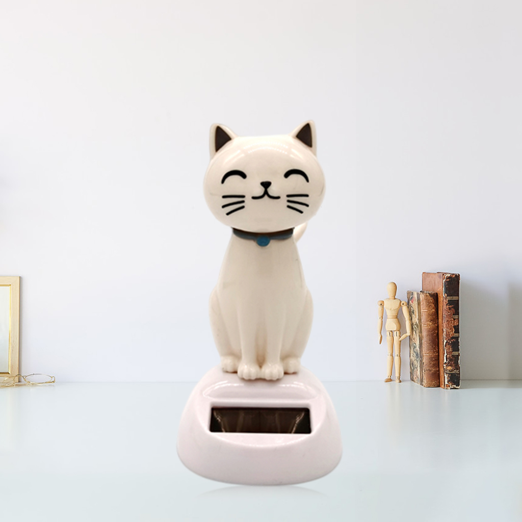 Solar Power Shaking Head Dancing Little Cat Desk Table Top Home Car Interior Decor Bobble Head Doll Dancing Toy Birthday Gift