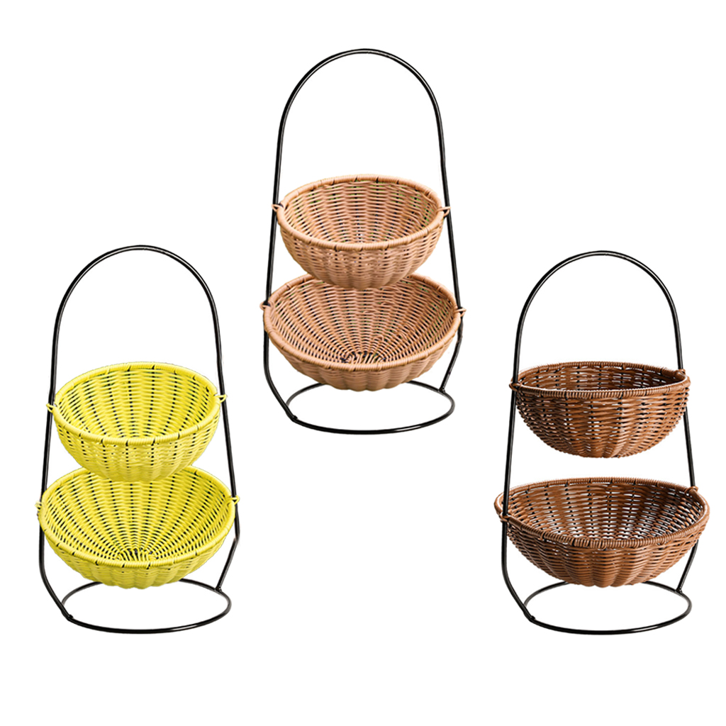 2-Layer Fruit Vegetables Basket Fruit Bowl Bread Baskets Snacks Holder Kitchen Storage Baskets Stand Screws Free Design