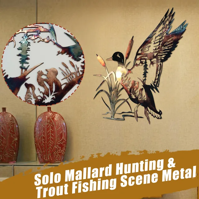 Metal Fishing Scene Decal Sticker Ornament  Metal Wall Decoration Wall Art  - 3d Wall - Aliexpress