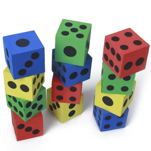 Foam Dice Classroom Pack (12 Count) - Make Your Own Game or Learning Activities - Multicolor