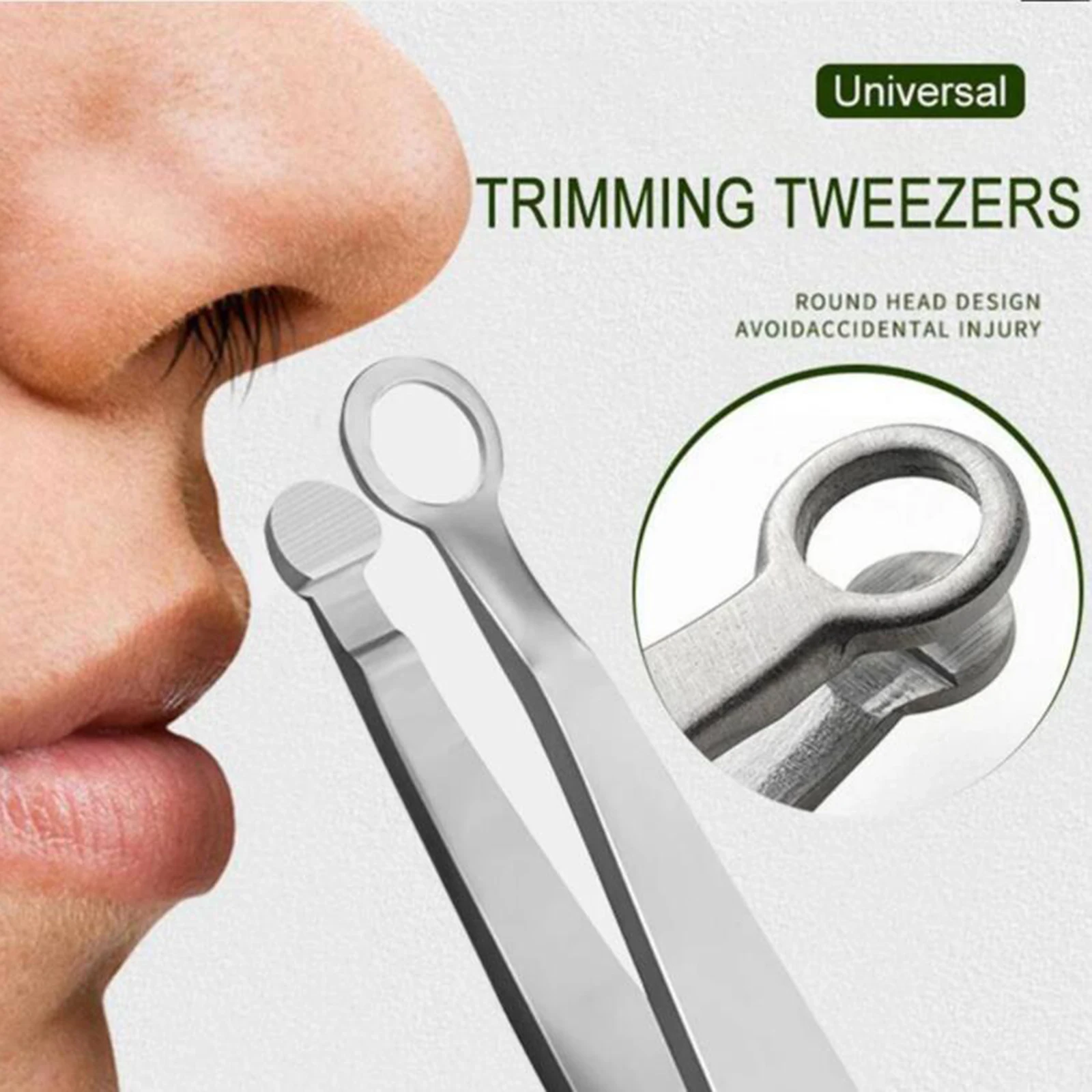 Stainless Steel Nose Hair Trimming Tweezers Safe Trimmer Round Tip Design Beard Mustache Trimming Ears Nose Hair Scissors