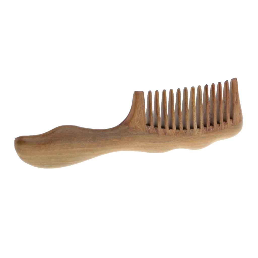 Wood Hairbrush Green Sandalwood Wide Teeth Comb / Head Massage Antistatic