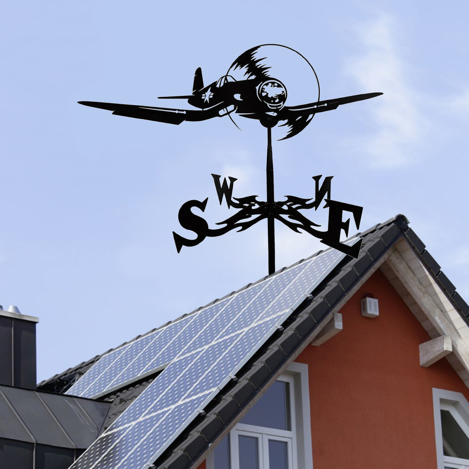 Iron Weather Vane Black Garden Yard Roof Kit Metal Weathervane Durable Decor