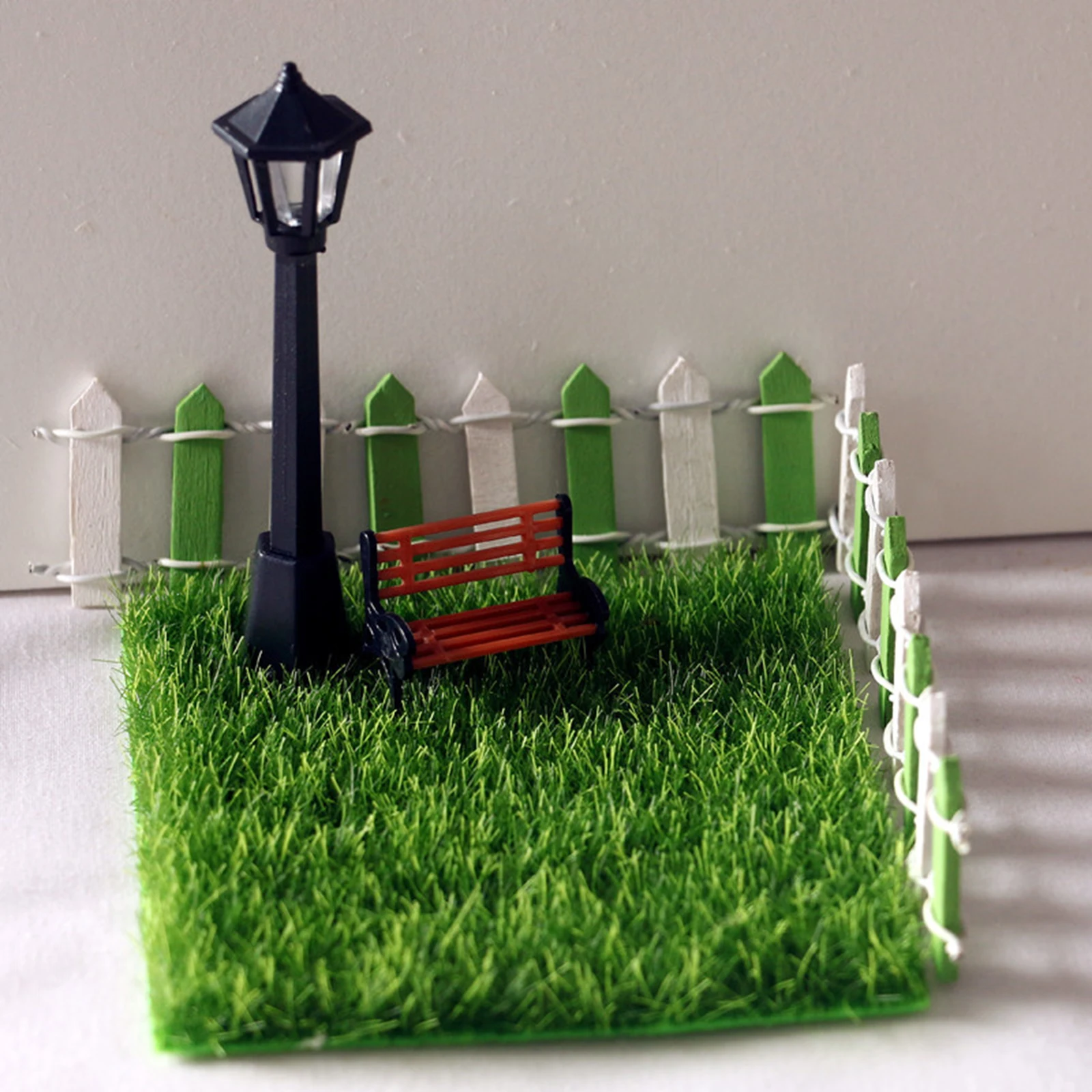1/12 Doll House Miniature Fairy Garden Green Lawn Street Light Micro Landscape Patio Decoration Creative Furniture Set
