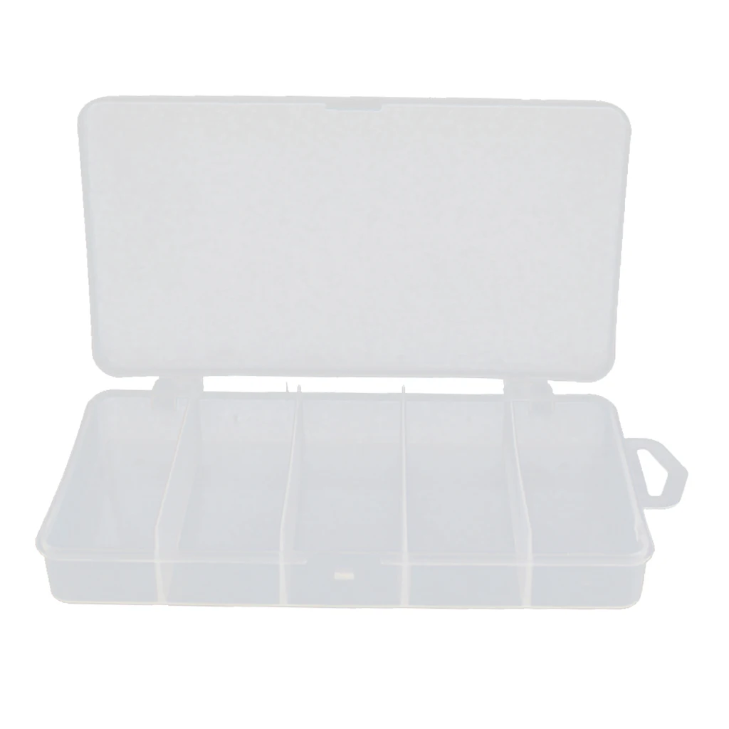 Durable Clear Fishing Tackle Box Fishing Lures Bait Hooks Impact Jewelry Organizer Fishing Accessory 5 Grids 17.5x9.5x2.9cm