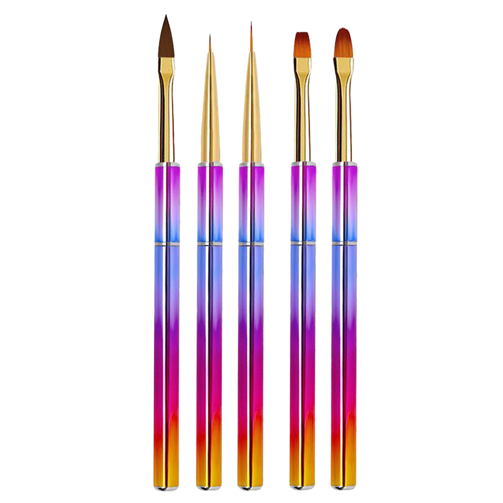 5x Gel Polish Nail Art Brushes Set Design Pen Liner for Salon Home DIY