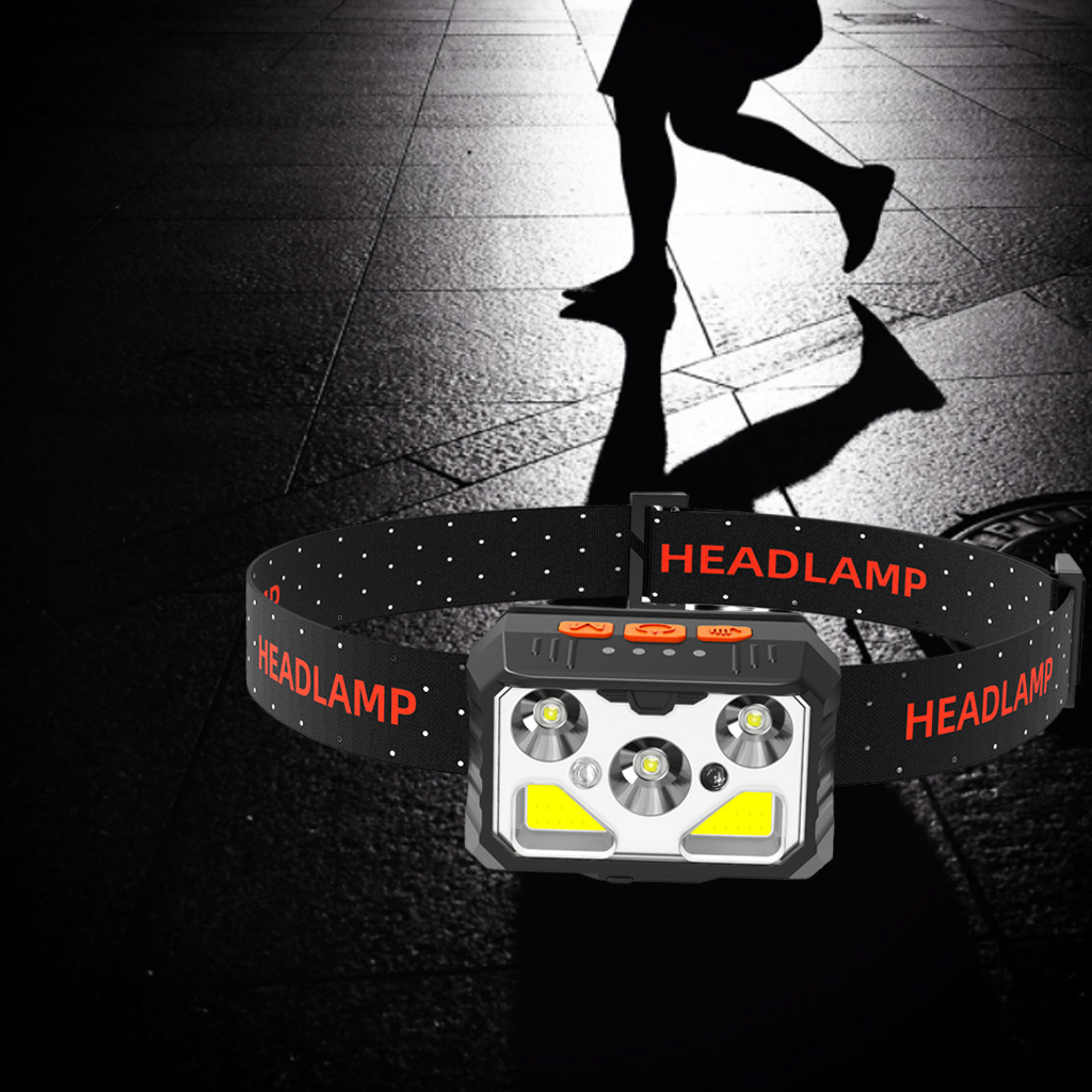 LED Headlamp Rechargeable, Super Bright, 6 Modes, Waterproof, Hand Sensor and Comfortable Headlamp Flashlights for Outdoor