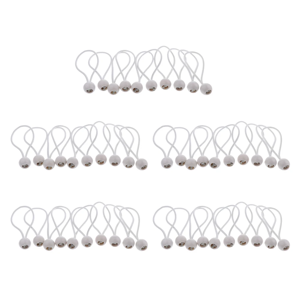 50pcs Bungee Cord Ball Bungees Strong Durable Canvas Awning Tie Down Straps