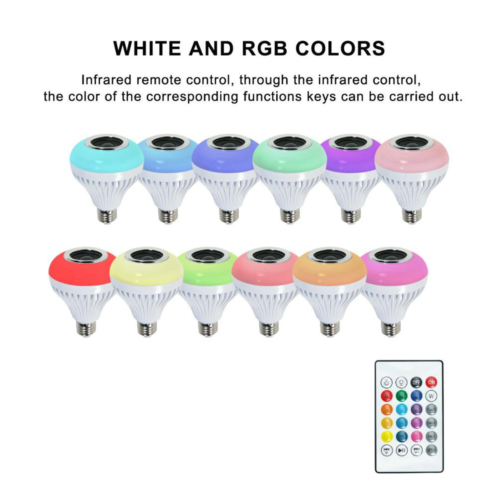 LED Wireless Light Bulb Speaker, RGB Smart Music Bulb, E27 Base Color Changing