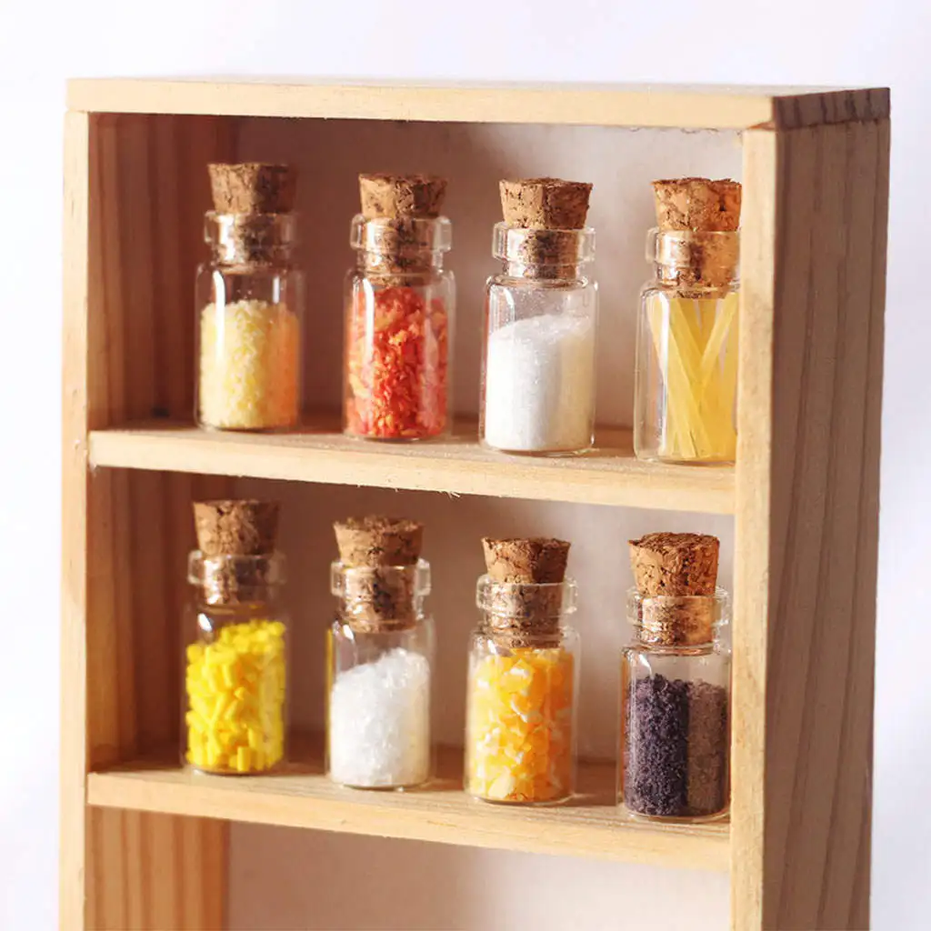 4Pcs 1:12 1:6 Dollhouse Tiny Seasoning Food Bottle Jars for Seasoning Spice