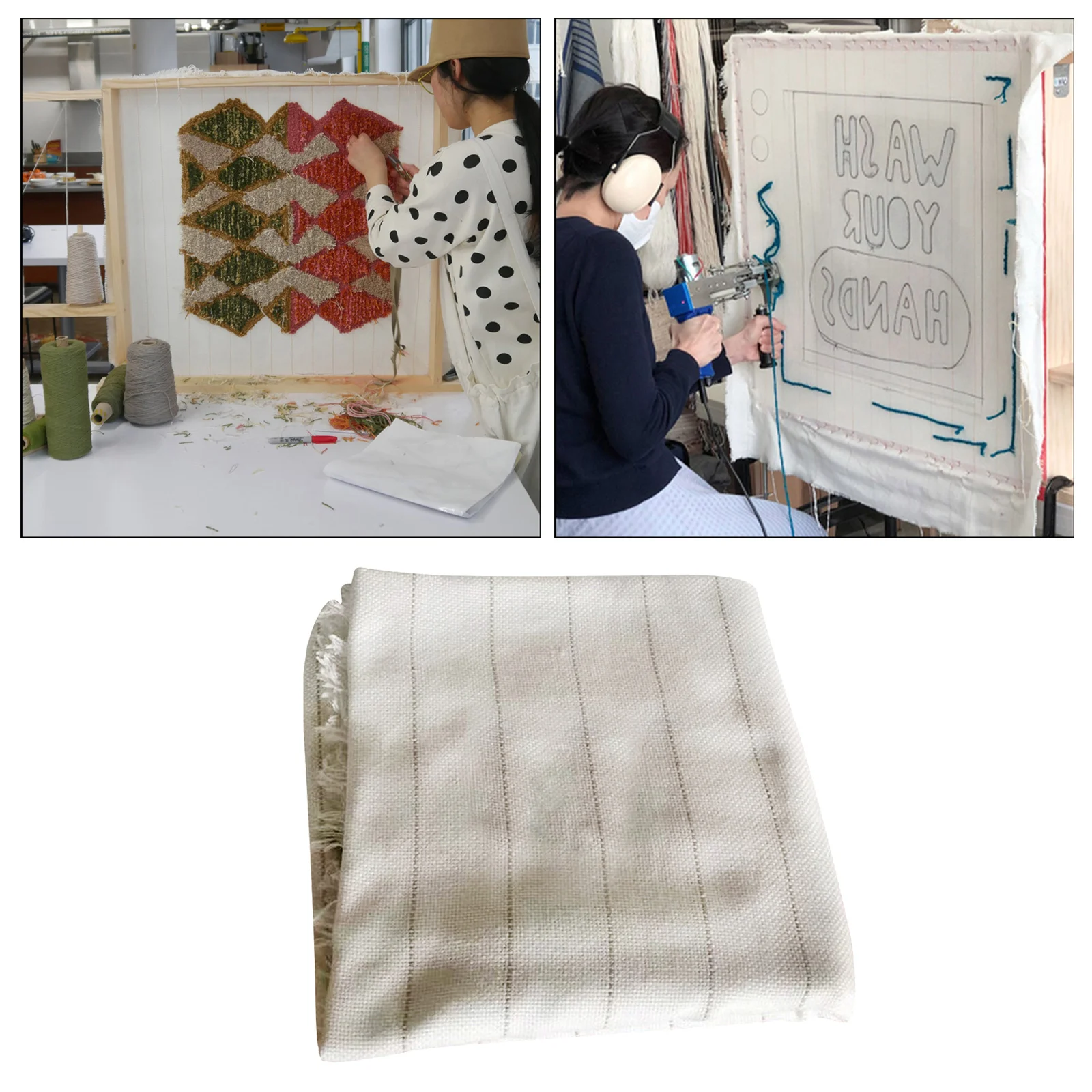 5 x 8 Ft. Punch Needle Cloth Y-Axis Monks Cloth with Marked Lines for Rugs Tufting Embroidery with 2 Fabric Marker Pens