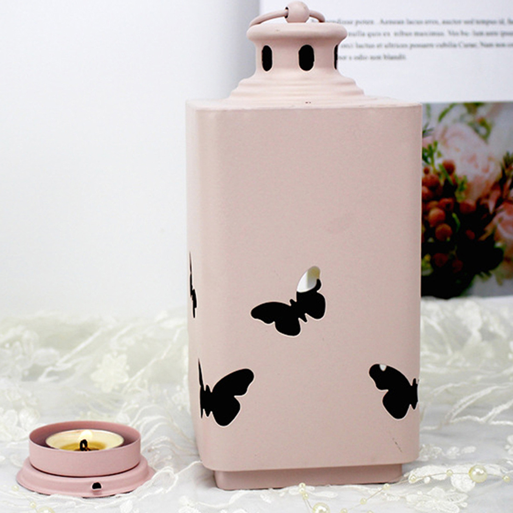 Modern Hollow Style Metal Candle Holder Art Decor Butterfly Candlestick Pink