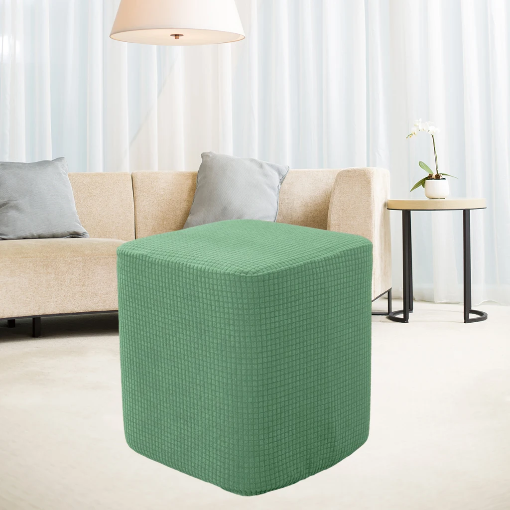 Machine Washable Stretch Square Ottoman Covers Decorative Furniture Protector Footstool Slipcover