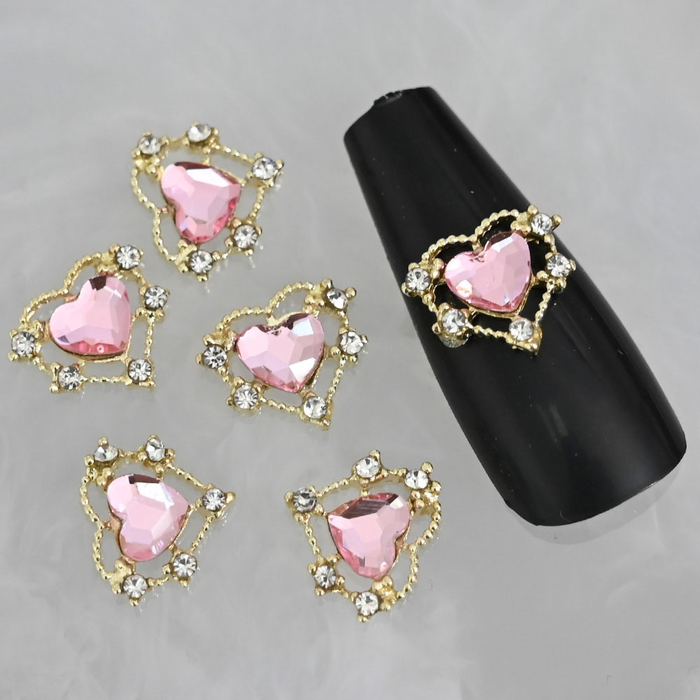 Best of 10pcs Loving Heart Nail Decorations Valentine's Day Luxury Diamond Gilding Charms Glitter Hearts Shape Rhinestones Nail Supplies Reviews & Tips