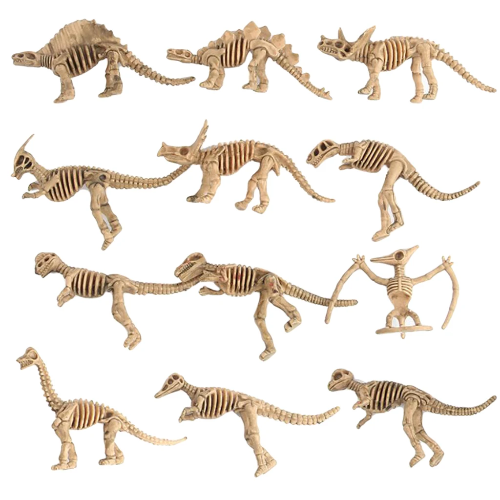 12pcs / Set Assorted Dinosaur Skeleton Figures Kids Toys Dinosaur Bones