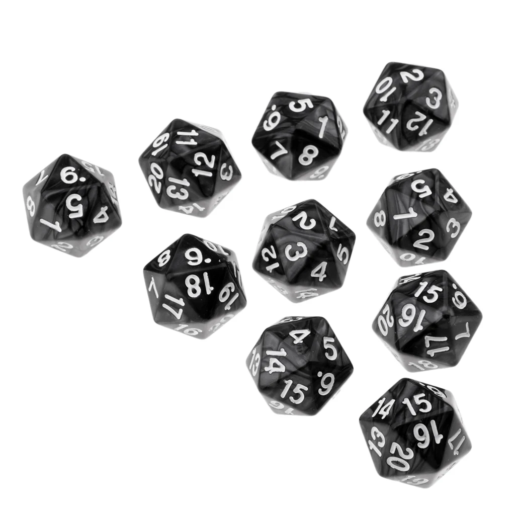 10Pcs Acrylic 20-Sided Role Playing Dices Toys TRPG Board Game for MTG DND