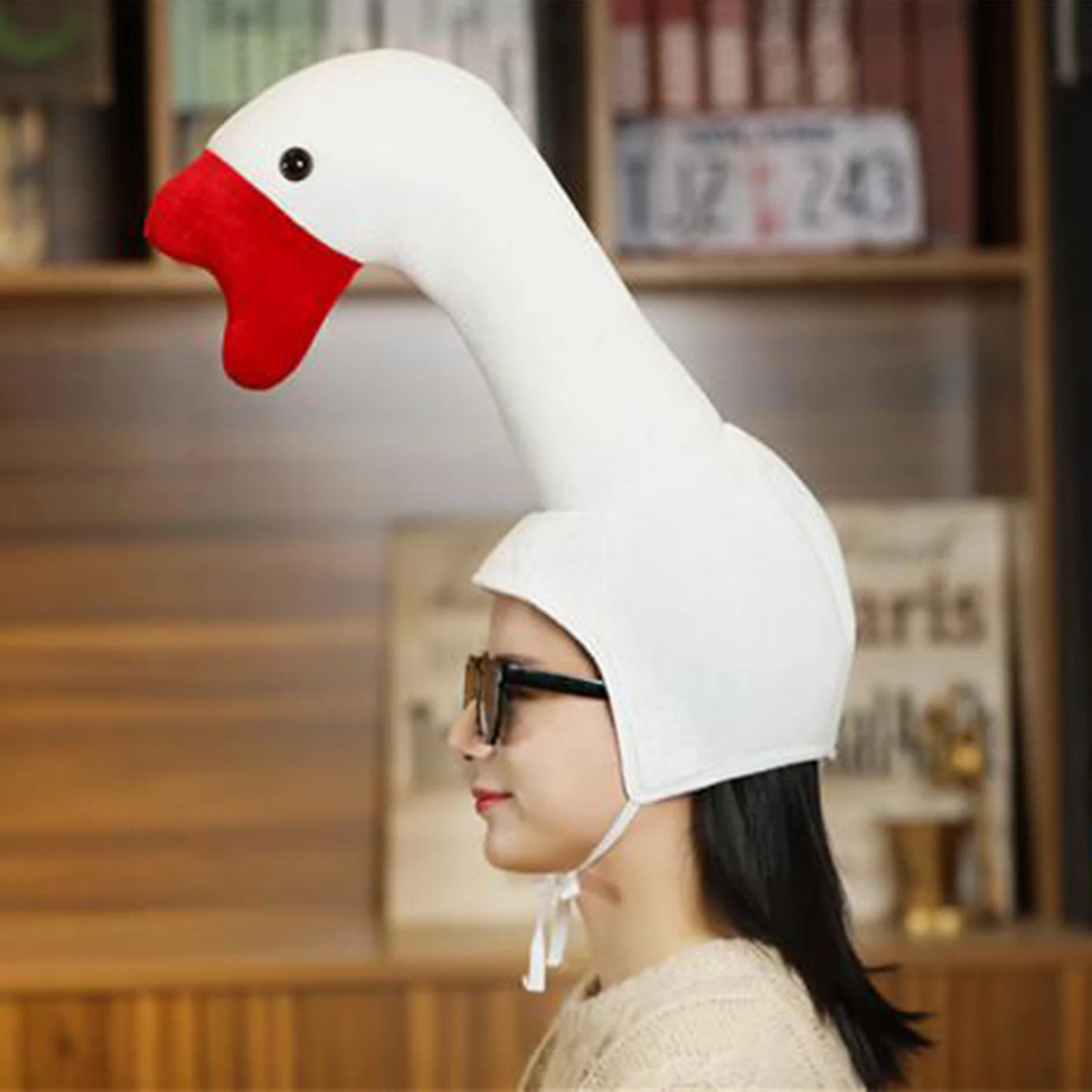 Plush Long Neck Goose Hood Hat  Cosplay Dress up Cap Photo Props