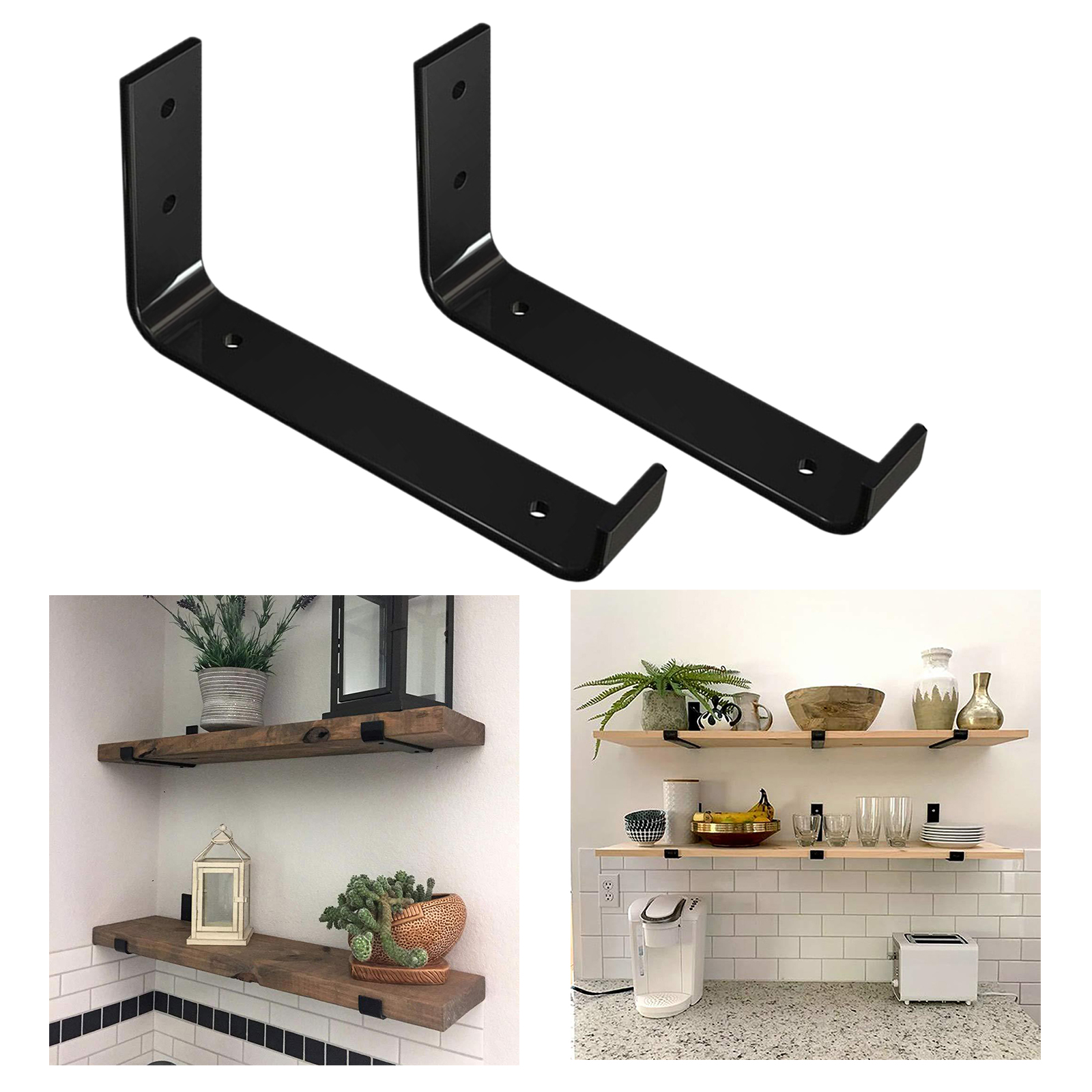 Rustic L-shaped Iron Shelf Brackets for Shelves Heavy Duty Art Triangle Wall Bracket Support Farmhouse Wall Mount Kitchen Office