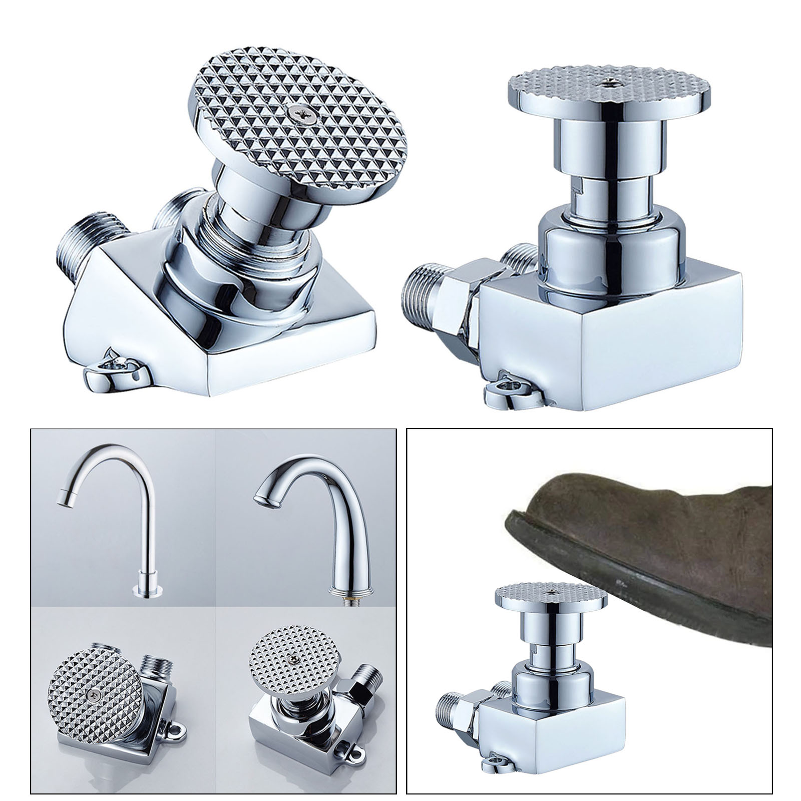 Switch Control By Floor Foot Pedal Valve Brass Bathroom Basin Faucet Single Cold Tap Hospital Hotel Pedal Water Faucets