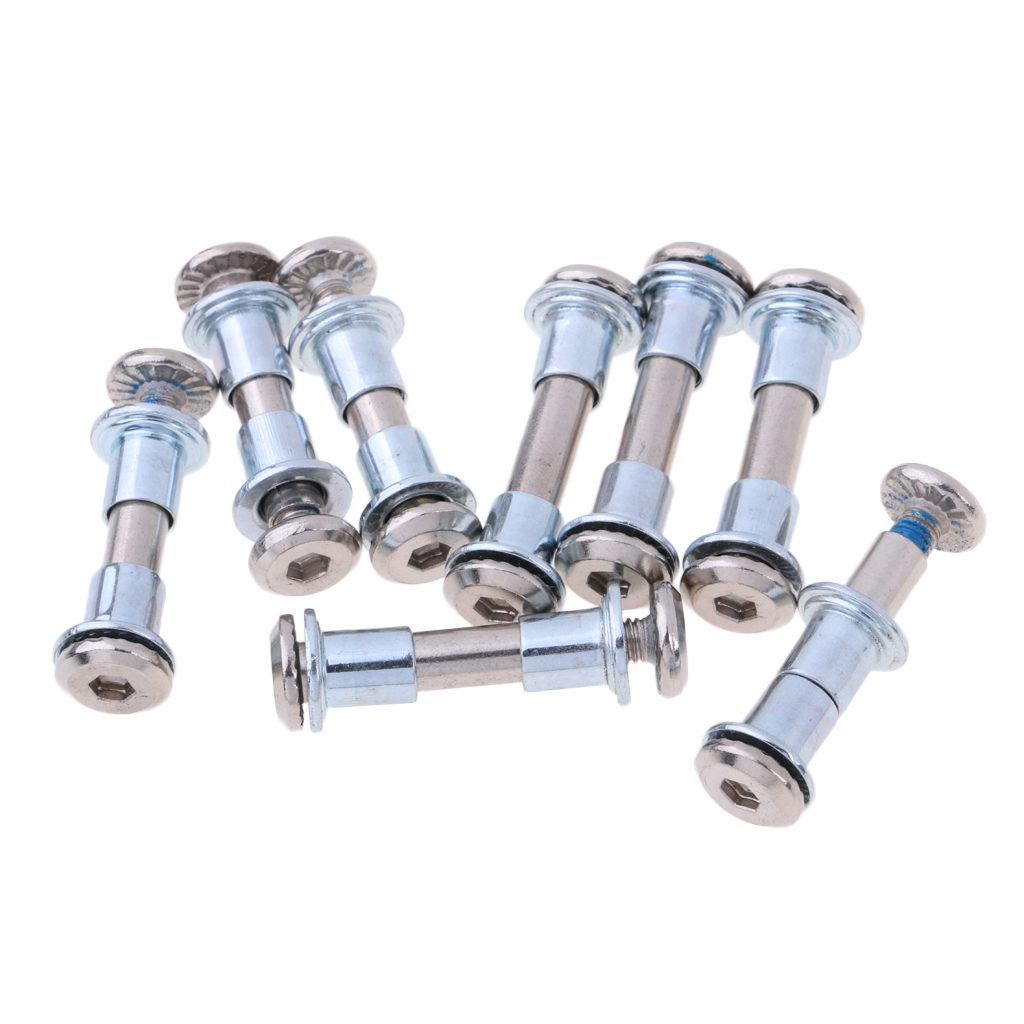 8pcs Inline Skate Screws Roller Skate Axle Bolts with Bearing Spacers, Length 31mm, Diameter 6mm