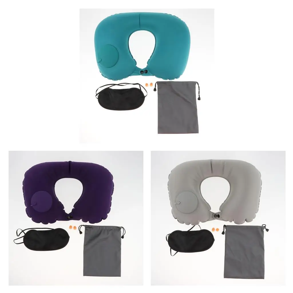 Inflatable Neck Pillow Travel Airplane Pillow Compact Head Neck Support Pillows in  U Shape Headrest Cushion