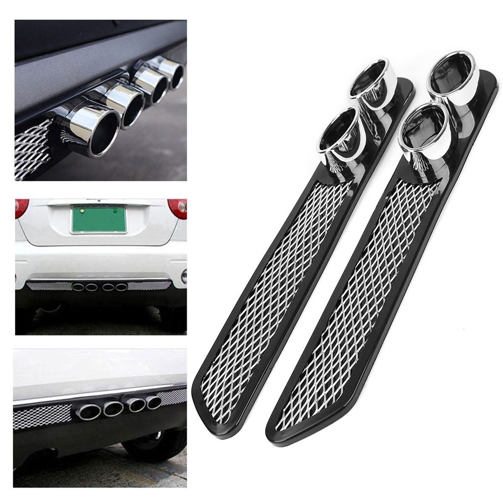 2PCS/ Pair Car Tail Simulation Exhaust Pipe Decorative Sticker Auto Modify Vent Hole (Black)