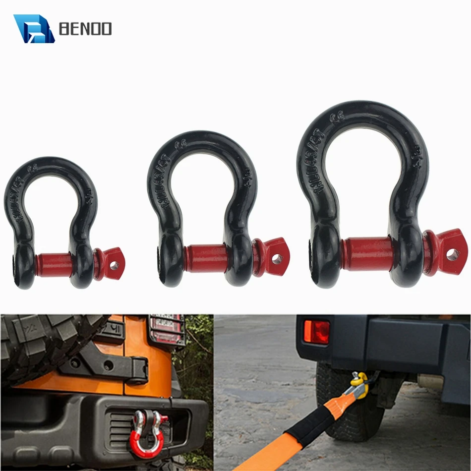 Heavy Duty Shackle accessories For Jeep Truck Tow Strap Off Road Vehicle Recovery. maximum Break Strength 41,786 lbs D Rings Shackles 3/4-2 Pack Bundle with Axle Strap for Winch Towing 20 tons 