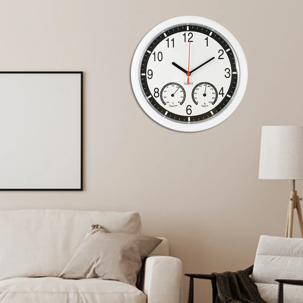 Quartz Wall Clock Temperature Humidity Display Modern Decorative for Home