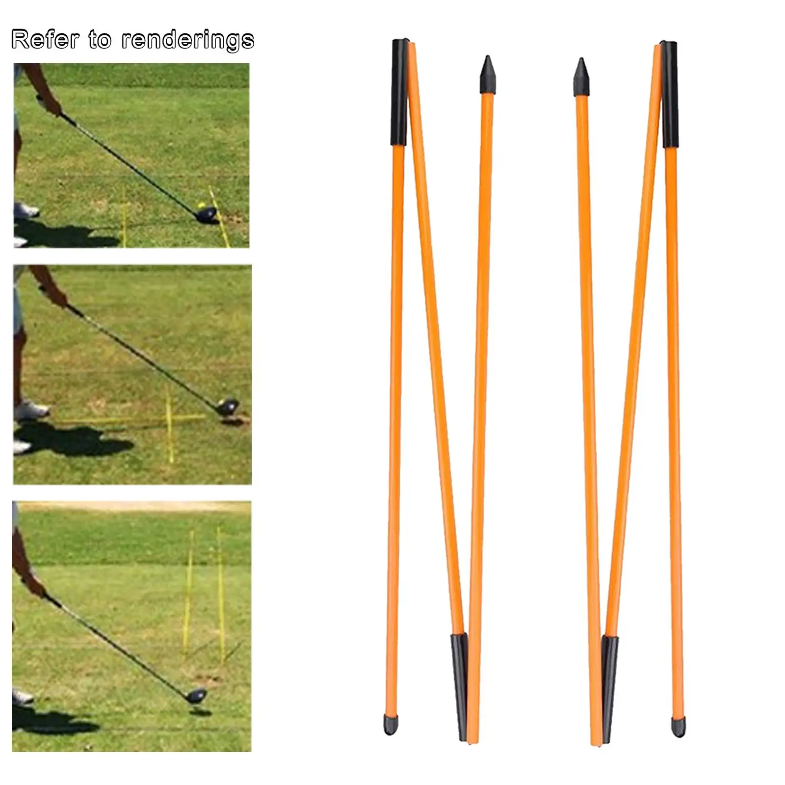 2x 122cm Golf Alignment Rods 3 Sections Foldable Practice Training Sticks Aiming Aid  Posture Corrector